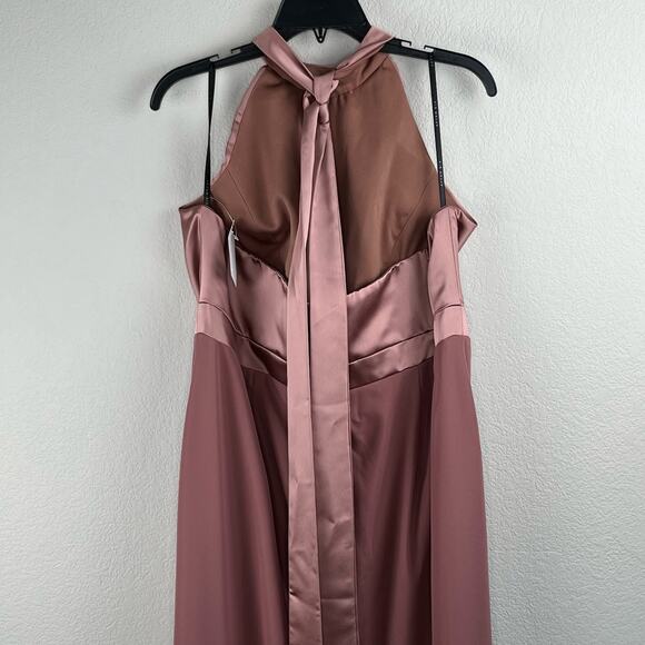 After Six Sienna Brown High Neck Halter Open-Back Evening Gown Plus 20 NWT - Picture 9 of 16